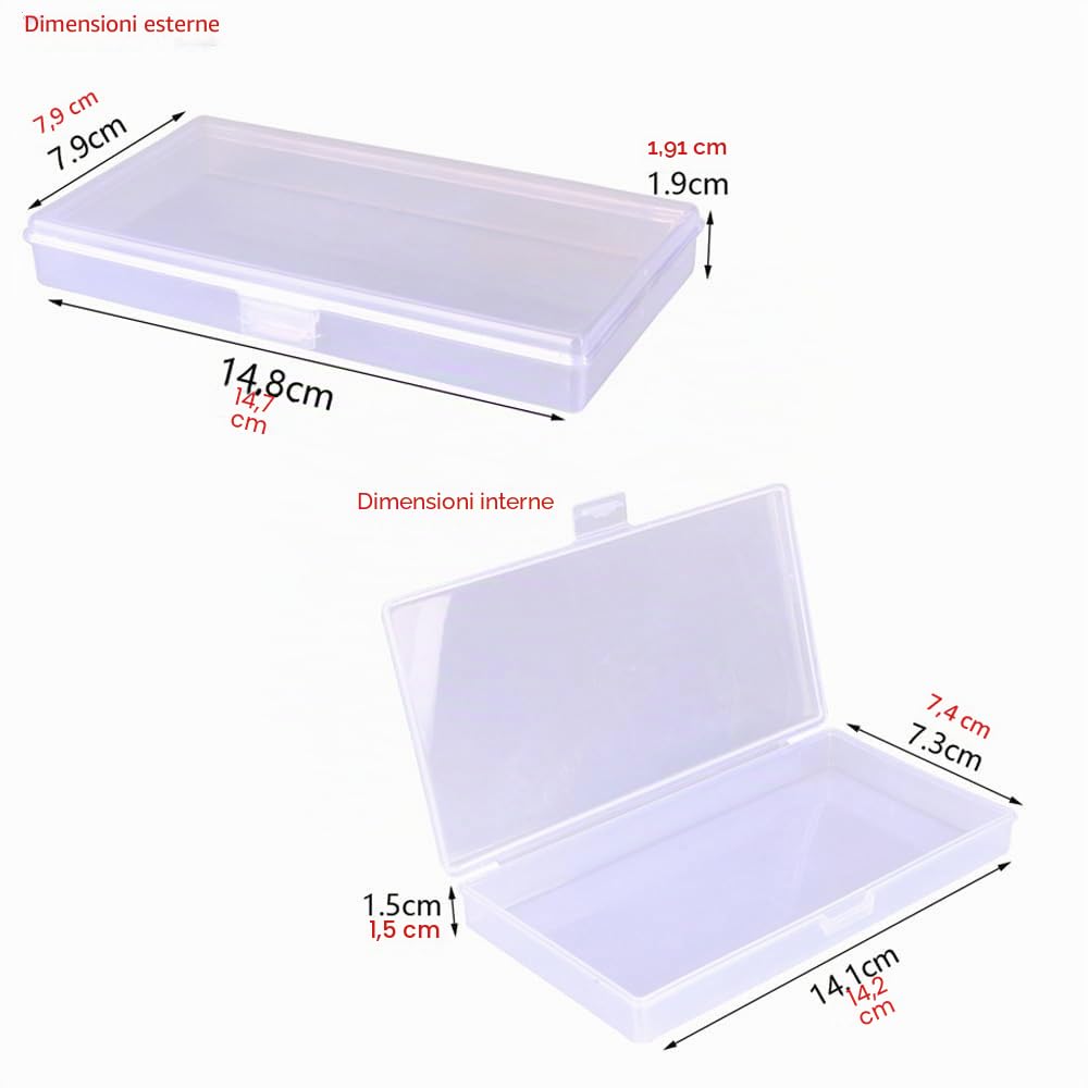 Gebildet 8pezzi Contenitori Portaoggetti per Organizer in Plastica Trasparente Rettangolare di Dimensioni Miste per Piccoli Oggetti e altri Progetti Artigianali