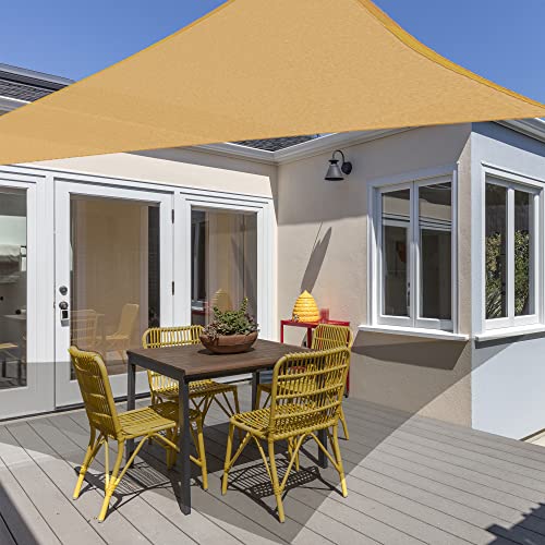 Asteroutdoor Sun Shade Sail Triangle 16' X 16' X 22.64' Uv Block Canopy For Patio Backyard Lawn Garden Outdoor Activities, Sand #TOP4