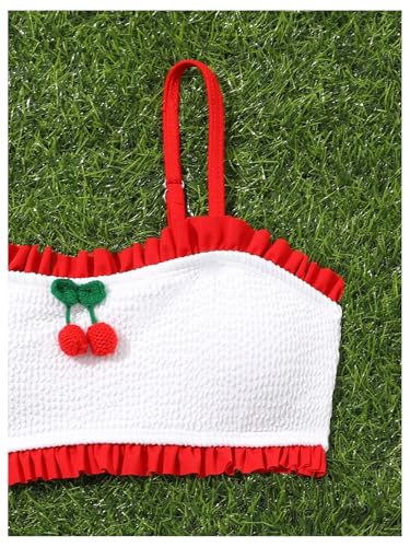 SHENHE Girl's Ruffle Swimsuits 2 Piece Cute Cherry Bikini Spaghetti Strap Bathing Suit3