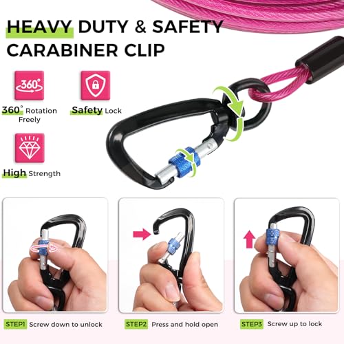 Snagle Paw Heavy Duty Dog Runner for Yard,75ft Dog Run Cable with 10ft & 10ft Pulley for Large Dogs Up to 250lbs, Aerial Dog Zip Line for Backyard, Dog Trolley System for Camping, Park, Outside - Image 5