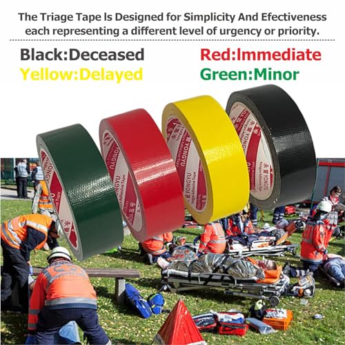 Image of Triage Tape & Belt Pack Kits, Outdoor First Aid Supplies (Black:Deceased, Red:Immediate, Yellow:Delayed, Green:Minor)