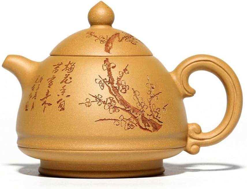 Teapot Zisha Teapot Yixing Traditional Purple Sand Teapot Handwork Engrave Painted Plum Blossom Raw Ore Segment Mud Teapot Kungfu Tea Set Pottery Teapot