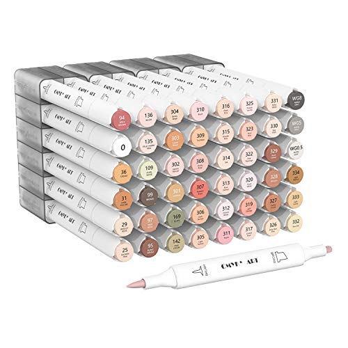 48 Colors Skin Tones Alcohol Markers,CMYK+ Brush & Chisel Double Tipped Flesh Colored Sketch Markers, Dual End Markers,Drawing Permanent Markers for Artist Sketching,comic drawing 1 colorless blender