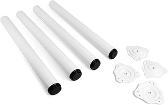 VERDU Table Legs – Set of 4 High Strength Steel Table Legs, ø60 mm, Height 710 mm, Adjustment up to 10 mm, Top Support in Zamak, Various Finishes Available (White)