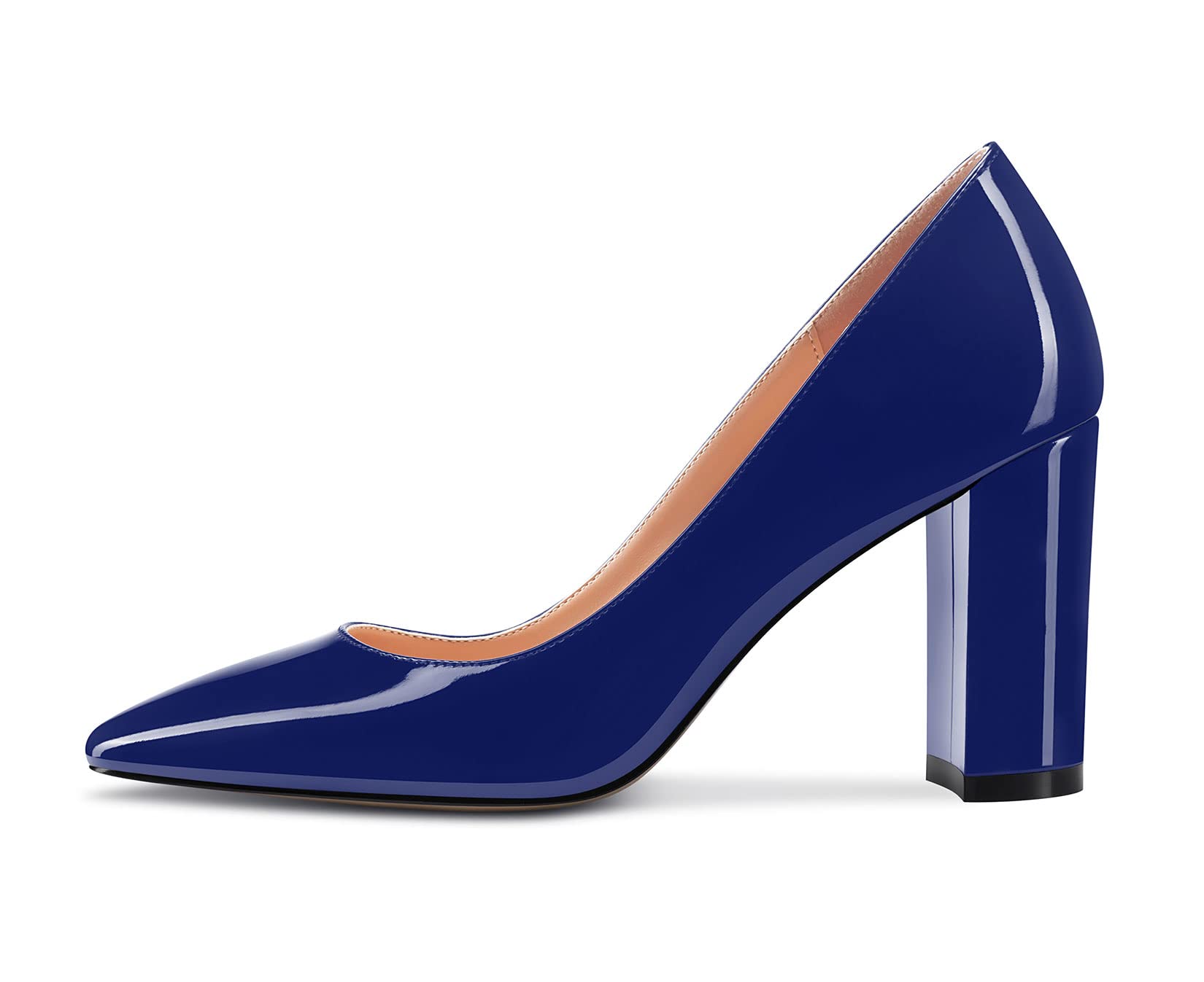 Aachcol Donna Quadrata Punta Pumps Chunky Blocco Medio Tacco Heel Slip-on Dress Scarpe Ufficio 8 CM