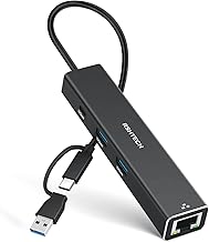 RSHTECH 10Gbps USB C Hub with Ethernet Adapter, 4-Port USB-C 3.2 Splitter with 3x 10Gbps Data Ports (2A+1C) and 1Gbps Network Adapter for Type-A/Type-C/Thunderbolt Port Laptops and More (RSH-ST310)