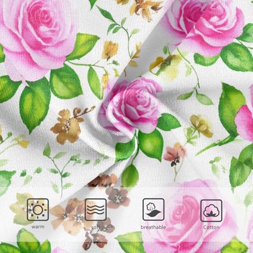 Joisal Watercolor Roses Green Leaves Panties Little Girl Toddlers Underwear Floral Cotton Designer Briefs Kids Undies 2t3