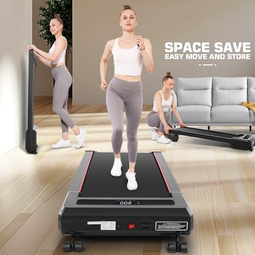 Image of ANCHEER Treadmill with 12% /15% Incline, Folding Walking Pad with Handle Bar, 320-450lb Capacity Under Desk Foldable 3.5HP Treadmills for Home /Office /Gym,Installation-Free