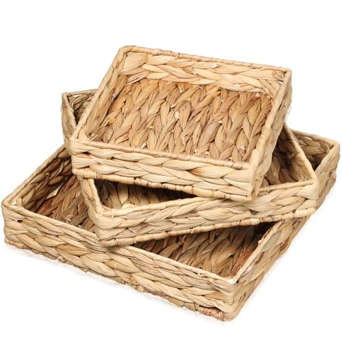 3er Set Aufbewahrung Geflochten aus Wasserhyazinthe Seegras Eckiges...