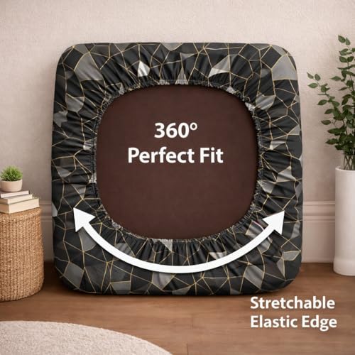 Image of STITCHNEST 'Contour Fit Series' Stretchable Printed Wooden Sofa Cover (Pack of 10) - Elastic Wooden Chair Cover | Wooden Sofa Seat Cover | Size - 20-21 x 20-21 x 3-5 in