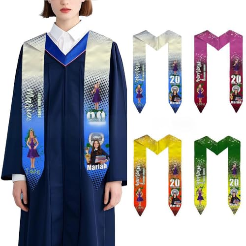 TPFOON Custom Graduation Stole with photos, Your School Colors Personalized,Personalized Text Grad Stole Sash,Gift for Graduate,Class of 2025