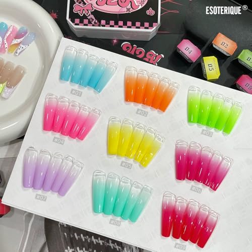 Set de esmaltes en gel de 9 colores con esponjas y plantillas miniatura 4