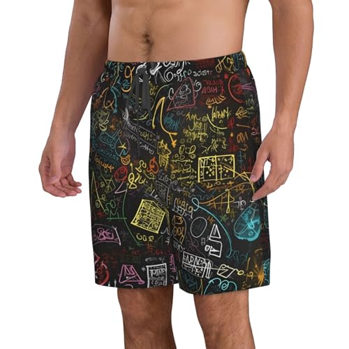 Math Background Men's Swim Trunks Quick Dry Board Shorts with Pockets Casual Drawstring Beach Shorts2