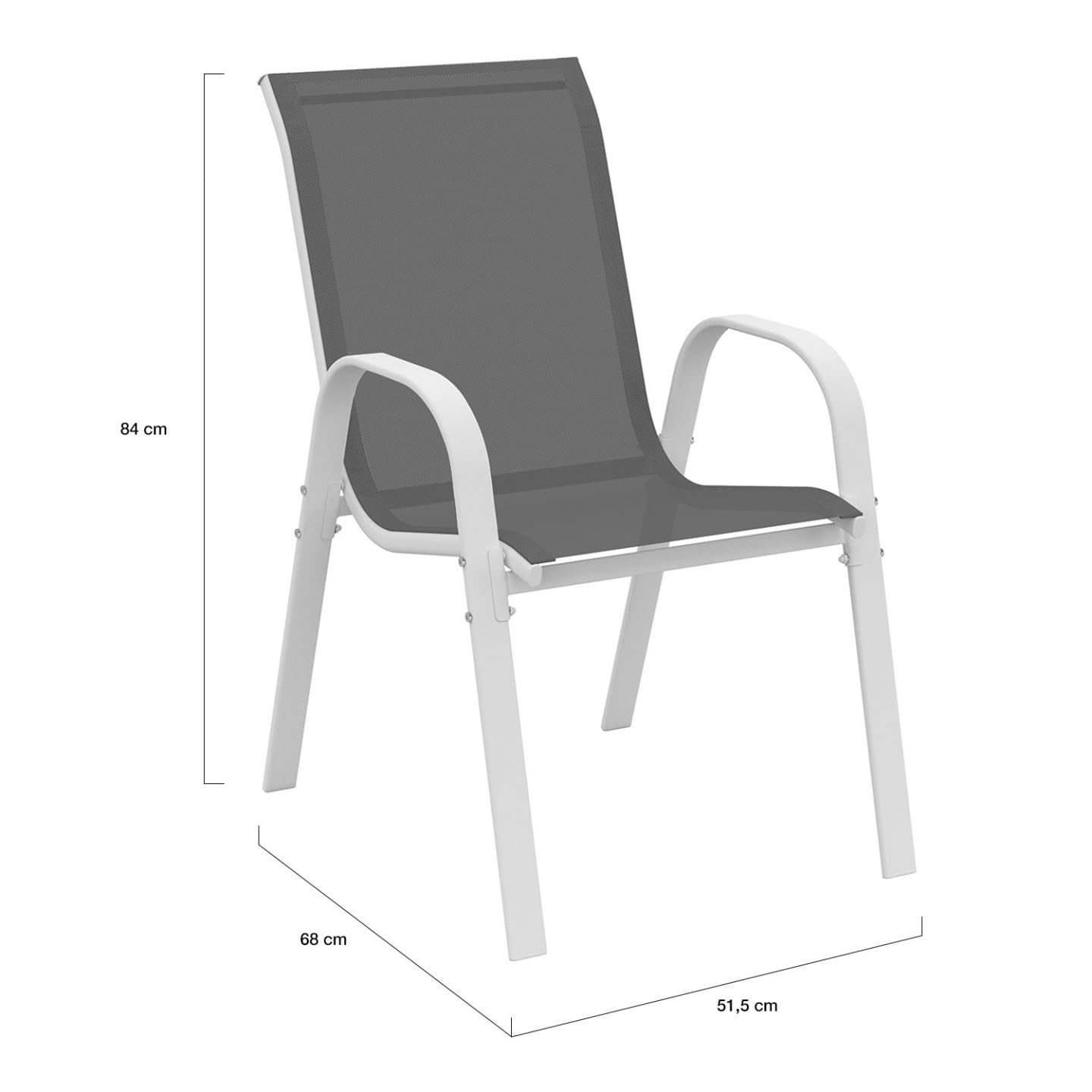 IDMarket - Salon de Jardin Madrid Table 150 CM et 6 chaises empilables Blanc et Gris