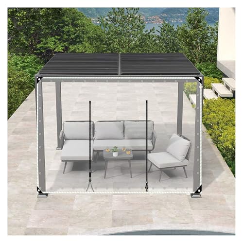 Bâche en PVC transparente imperméable avec porte à fermeture éclair, résistante au froid, rideaux d'extérieur pour garage, terrasse, tonnelle et porche, 2,3 x 5 m