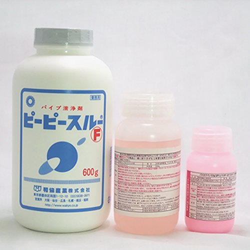 お風呂そうじ名人 配管通し 3点セット業務用配管通し剤 / カビ取り剤/浴槽・流し台磨き剤/ピーピースルーF+カビ取り一発リキッド250g+バスタブバン100g