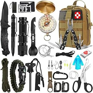 Survival Kit, 32 in 1 Professional Emergency Survival Gear Equipment Tools First Aid Supplies with Molle Pouch Gifts…