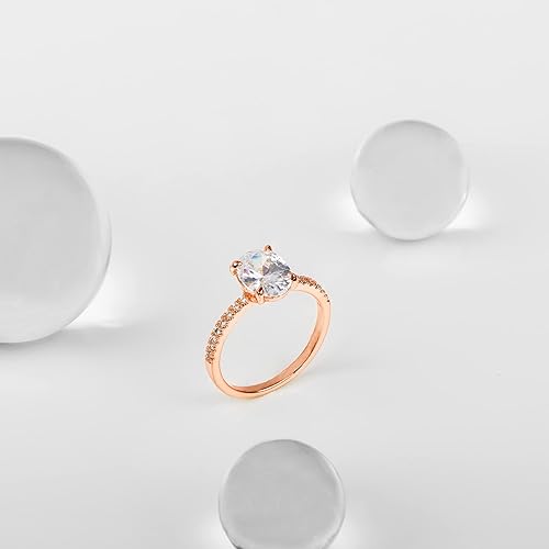 Miniatura 3 de PAVOI 14K Gold Plated Engagement Rings for Women Promise Wedding Band 1.25CT Cushion Cut Round Oval Cubic Zirconia Fake Engagement Ring