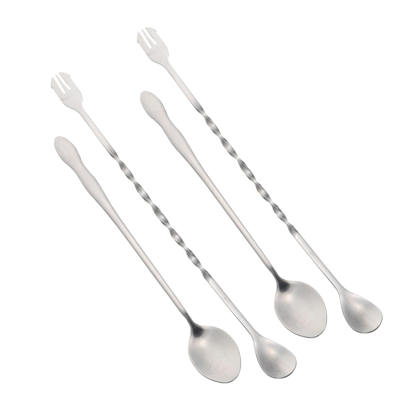 Ciieeo 4Pcs Stainless Steel Multi Function Cocktail Spoons Versatile Bar Supply for Coffee Mixing Dessert Stirring and Drink Preparation Smooth Surface and