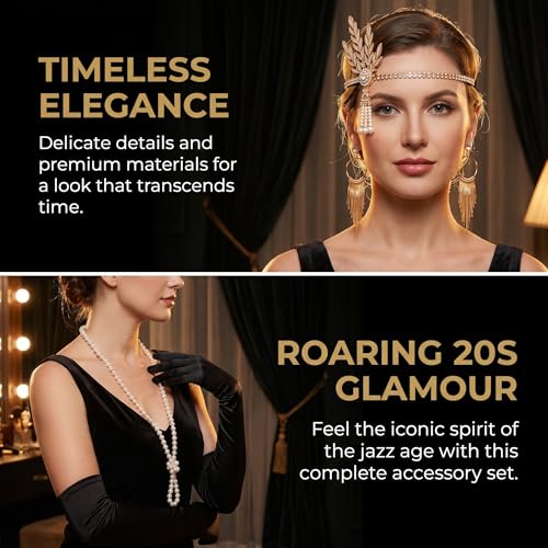 Image of Hiceeden 1920s Flapper Accessories Set, Roaring 20s Great Gatsby Costume