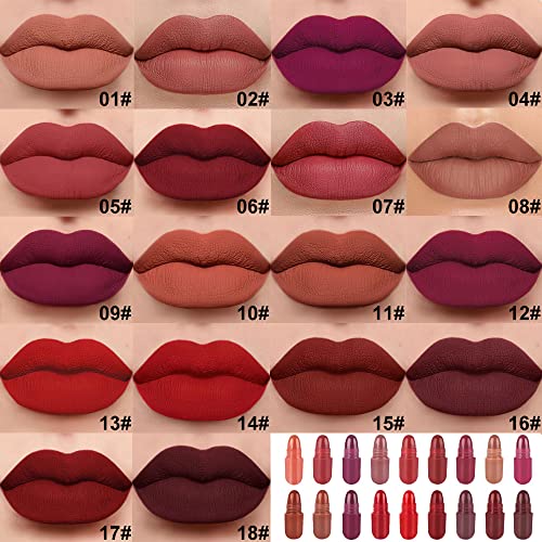 Evpct 18Pcs Capsule Pills Lipstick Mini Matte Lipstick Set For Women Long Lasting Labiales Mate 24 Horas Originales Deep Red 24 Hour Waterproof Stay On Matte Mate Lipstick And Lip Liner Set Sampler thumb #1