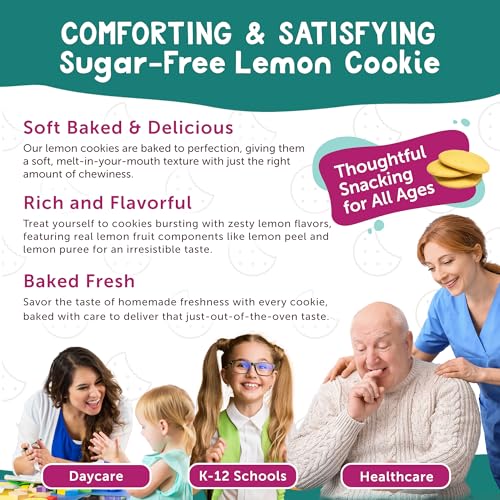 Image of Darlington Snacks Soft Baked Sugar Free Lemon Cookies, Sugar-Free Soft Lemon Cookies, 100% Nut Free Cookies Lemon Dessert, Made in USA, 106 Count