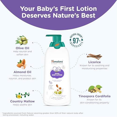 Image of Himalaya Gentle Baby Lotion 700ml | with Almond oil, Olive oil, Country Mallow | No.1 Doctor-Prescribed Brand |pH 5.5 formulation | Nourishes and moisturizes your baby's skin | Safe for Newborns
