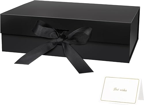 Caja de regalo grande con tapas para regalos de 10.5 x 7.5 x 3.1 pulgadas, caja de regalo con cinta, tarjeta y tapa magnética para el día de San