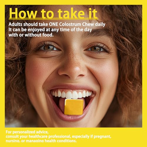 Image of Allcoovita Bovine Colostrum Chews Supplement with probiotics for Gut Health, Bloating, Immune Support, Skin, Hair Growth and Beauty - Pineapple Flavor (60 Servings)