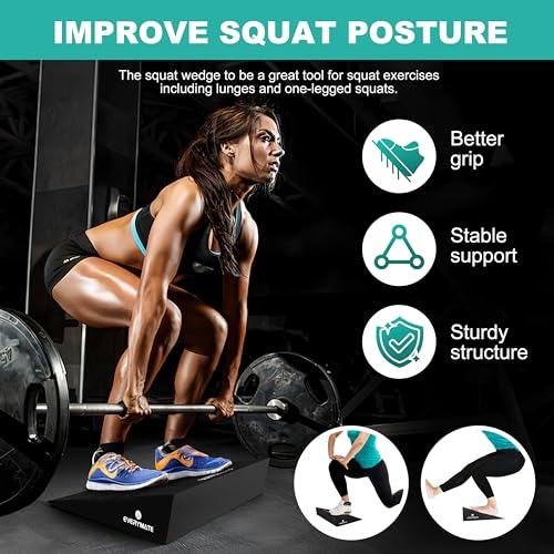 Image of Slant Board Calf Stretcher, Non-Slip Heel Elevated Squat Wedge Block for Weightlifting and Calf Stretching, Knees Over Toes Equipment 1000LB