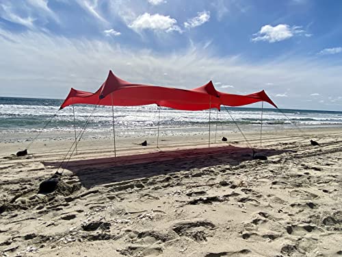 Image of Neso Party Tent - Lightweight and Portable Canopy Tent - Easy Setup for Family Outings On and Off The Beach - Patented Reinforced Corners - UPF 50+ Sun Protection - 8ft Tall, 11 x 22ft - Lehua Red
