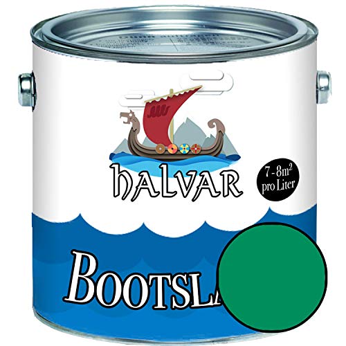 Halvar RAL 6000-6037 Vernis de bateau semi-permanent renforcé en polyuréthane pour bois et métal - Très résistant - Laqué bateau (10 L, RAL 6024)