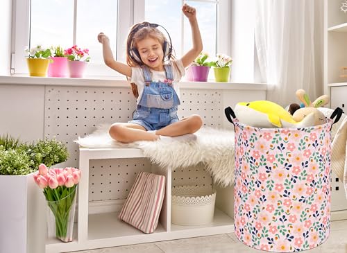 Image of MAIZMZ Girls Storage Basket,Room Decor Laundry Hamper,Waterproof Clothes Organizer for Women Toy Box Large Canvas Collapsible Chest for Home /Dorm /Kitchen /Pet /Office /Closet /Shelf /Gifts