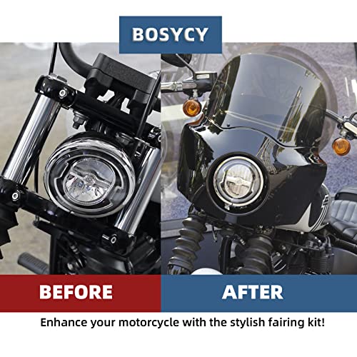 Image of Motorcycle Fairing Windshield Kit For 2006-2017 Dyna Street Bob Super Glide FXD FXDC Low Rider Accessories, 48-58mm Forks 11 inch Smoked Motorbike Wind-Screen with Extension