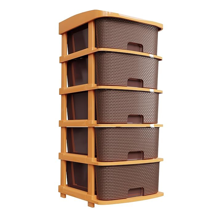 MASHUR FAB 7-Layer & 57 Ltr Plastic Drawer Storage Organiser | Modular Kitchen & Toy Organizer For Kids Room | Grey, Brown & multicolor (Brown, 5XL) (B0DHVVR3YW) Amazon Price History, Amazon Price Tracker