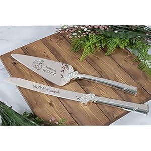 Lenox True Love Silver Personalized Wedding Cake Cutting Set, Engraved Wedding Cake Knife and Server, Wedding Cake Cutter Lenox True Love Silver Personalized Wedding Cake Cutting Set Engraved Wedding Cake Knife and Server Wedding Cake Cutter