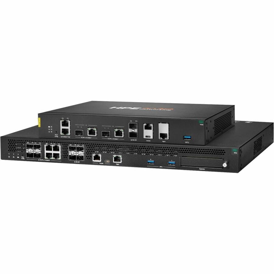 Image of HPE 9114 Router - 4 Ports - 4 RJ-45 Port(s) - Management Port - 8 SFP+ Slots, SFP (mini-GBIC) Slots - 10 Gigabit Ethernet - 1U - Rack-mountable - 1 Year