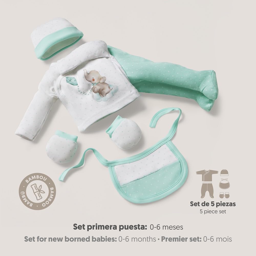 Interbaby Set Regalo Bebé 5 Piezas, modelo Elefantito, Verde