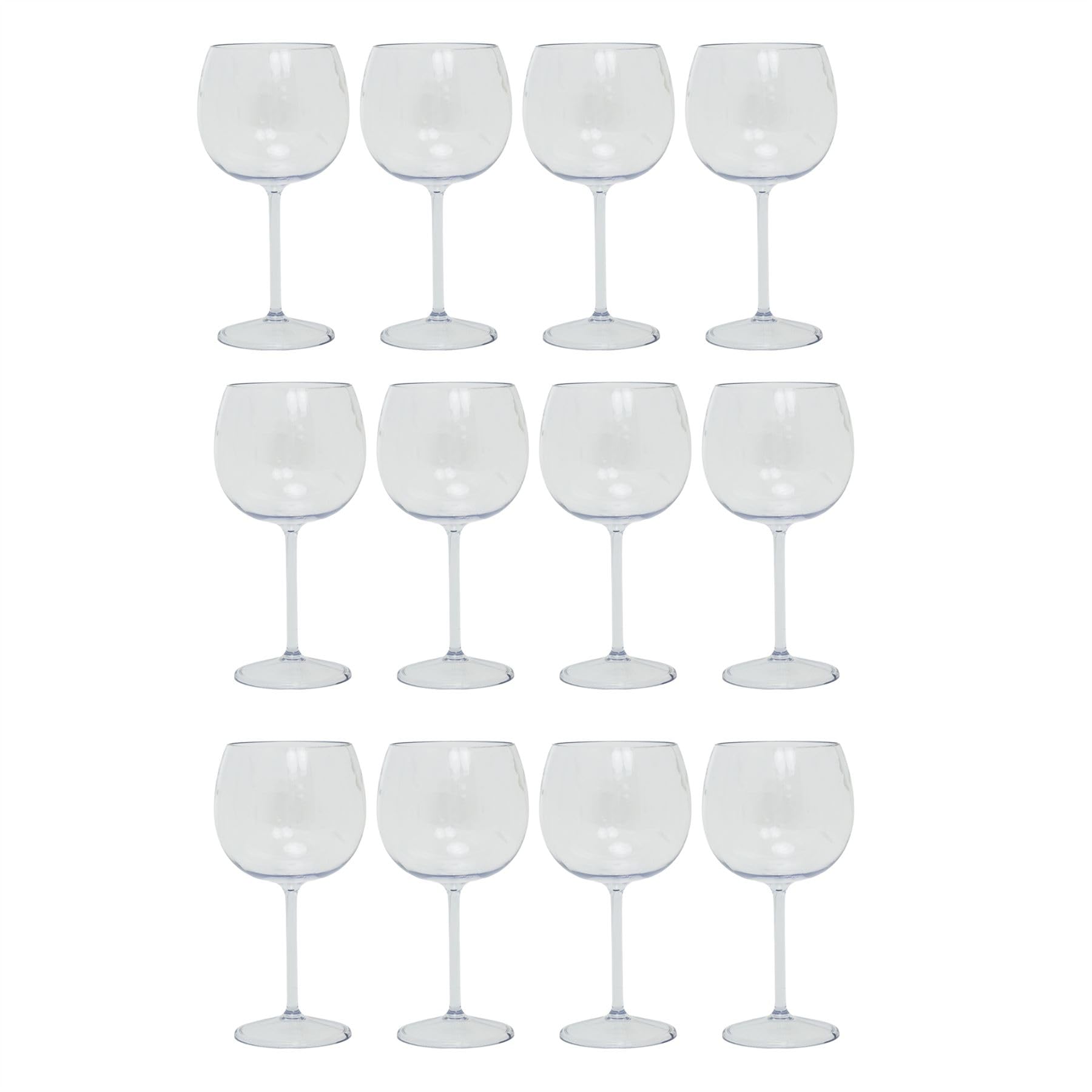 Carousel Home Set of 12 Clear Plastic Gin & Tonic Glasses | 21cm Reusable Copa Gin Balloon Cocktail Glasses for Outdoor Parties and Events - 500ml