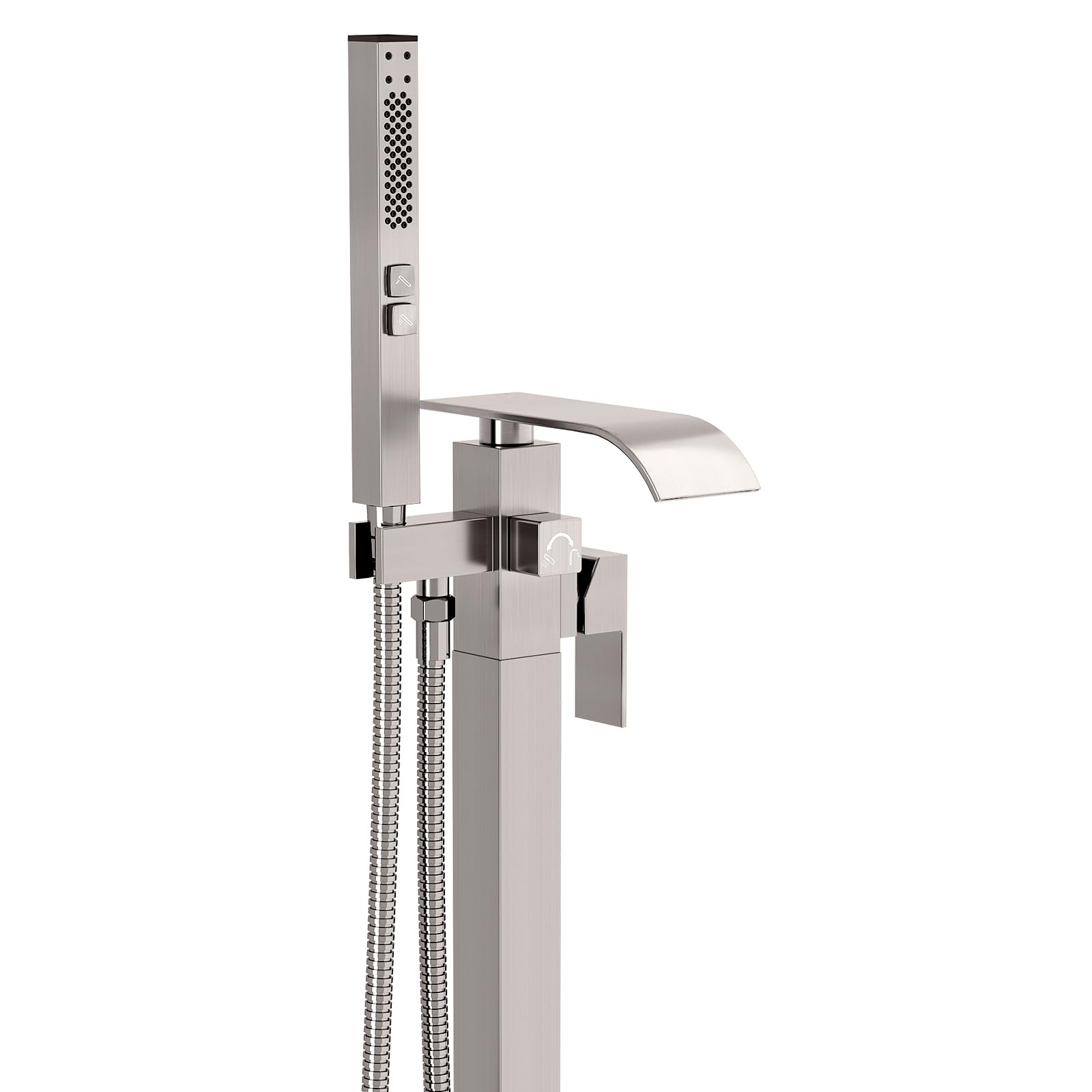 besy tub filler freestanding bathtub faucet brushed nickel floor mount tub faucet waterfall free standing bathtub filler high flow brass bath shower faucets with handheld sprayer