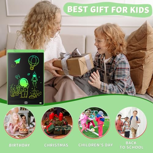 Image of [2 Pieces] LCD Writing Board, 10 Inches, Genialba Colourful LCD Writing Tablet, LCD Writing Tablet, Electronic Tablet, Graphic Tablet for Children's Games 2 3 4 5 6 7 Years Boys Girls (Green & Blue)