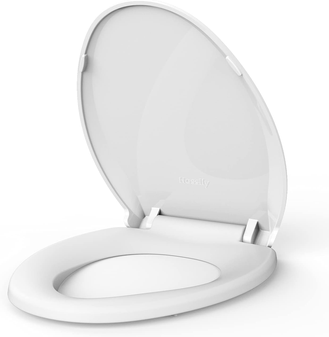 Quiet-Close Toilet Seat Round, Slow Close & Quick Release, Adjustable Quick Screw Attach Non-Slip Hinges, Easy to Install, Universal Fit
