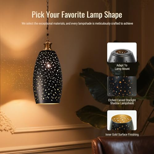 9.45" H × 5.12"Dia Laser Cut Small Metal Pendant Lamp Shade, UNO Fitter. - image 2