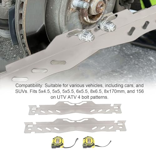 Yctze Auto-Achsmesswerkzeug, Rad-Achsmessplatte, Edelstahl, Robust, mit 2 Maßbändern, Genaues Messwerkzeug Zur Spureinstellung für SUV-Limousinen, Entwickelt für die Schnelle