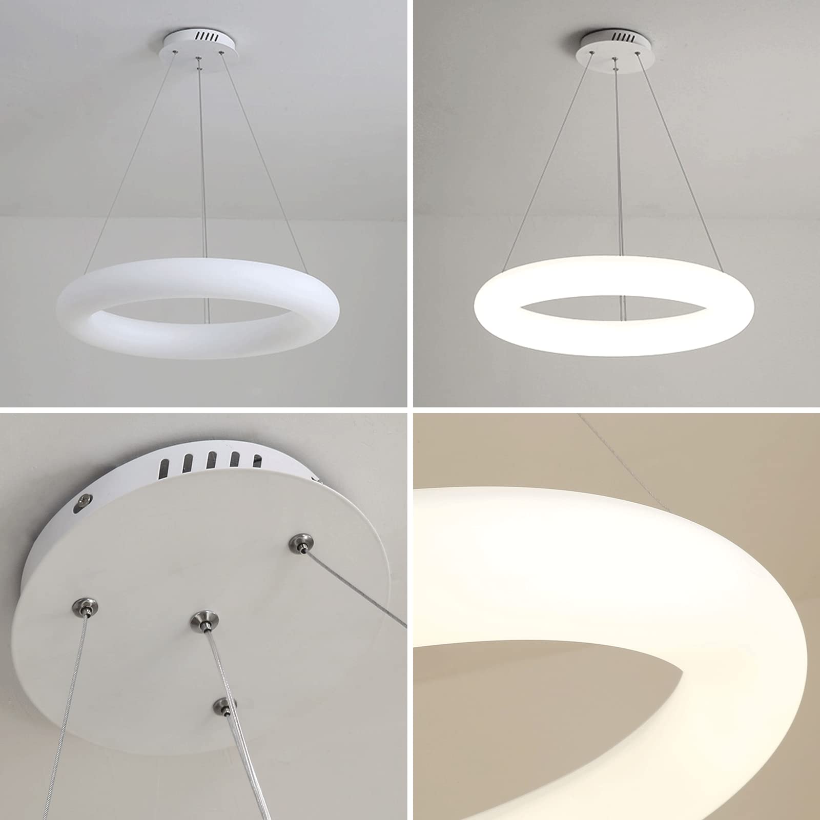Nowoczesna lampa wisząca LED 18W z pierścieniem, kreatywne okrągłe akrylowe lampy wiszące, biała lampa wisząca do pokoju dziecięcego, prosta restauracja oświetlenie dekoracyjne żyrandol