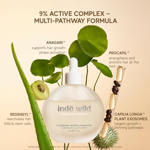 Image of indē wild Moonlight Overnight Scalp Serum | Lightweight, Water-based Hair Growth Serum for Thicker, Fuller, Healthier-looking Hair & Scalp | Rosemary, Bhringraj with 9% Hair Growth Complex | 10ml