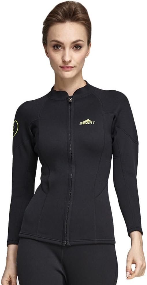 Wetsuit Top Women's 2MM Neoprene Diving Jacket Front Zipper Long Sleeve