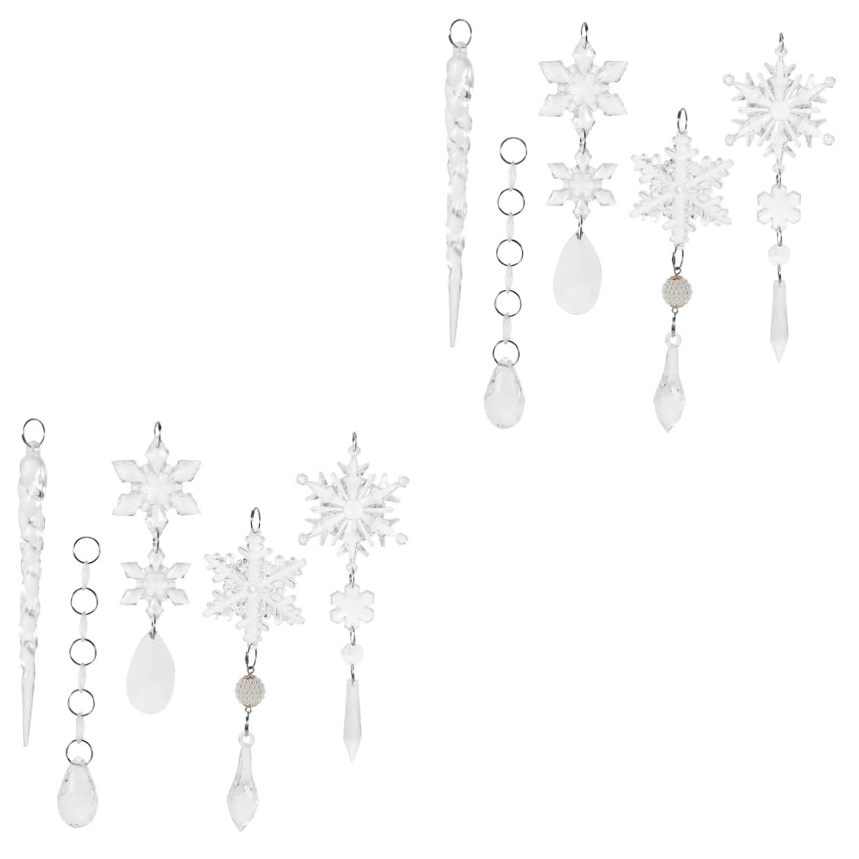 Cabilock 2 Sätze Acryl Transparent Schneeflocke Anhänger Kombi Set Christbaumschmuck Anhänger Weihnachtsdeko Outdoor Schneespray Für Christbaum Weihnachtskugel 18 Stück * 2
