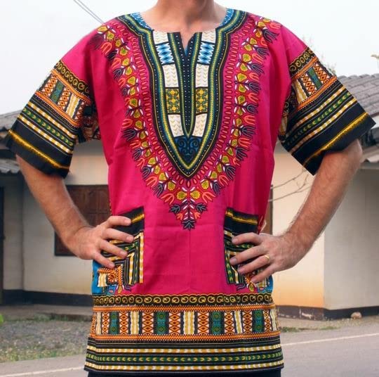 Image of Raan Pah Muang RaanPahMuang Unisex African Bright Dashiki Cotton Shirt Variety Colors
