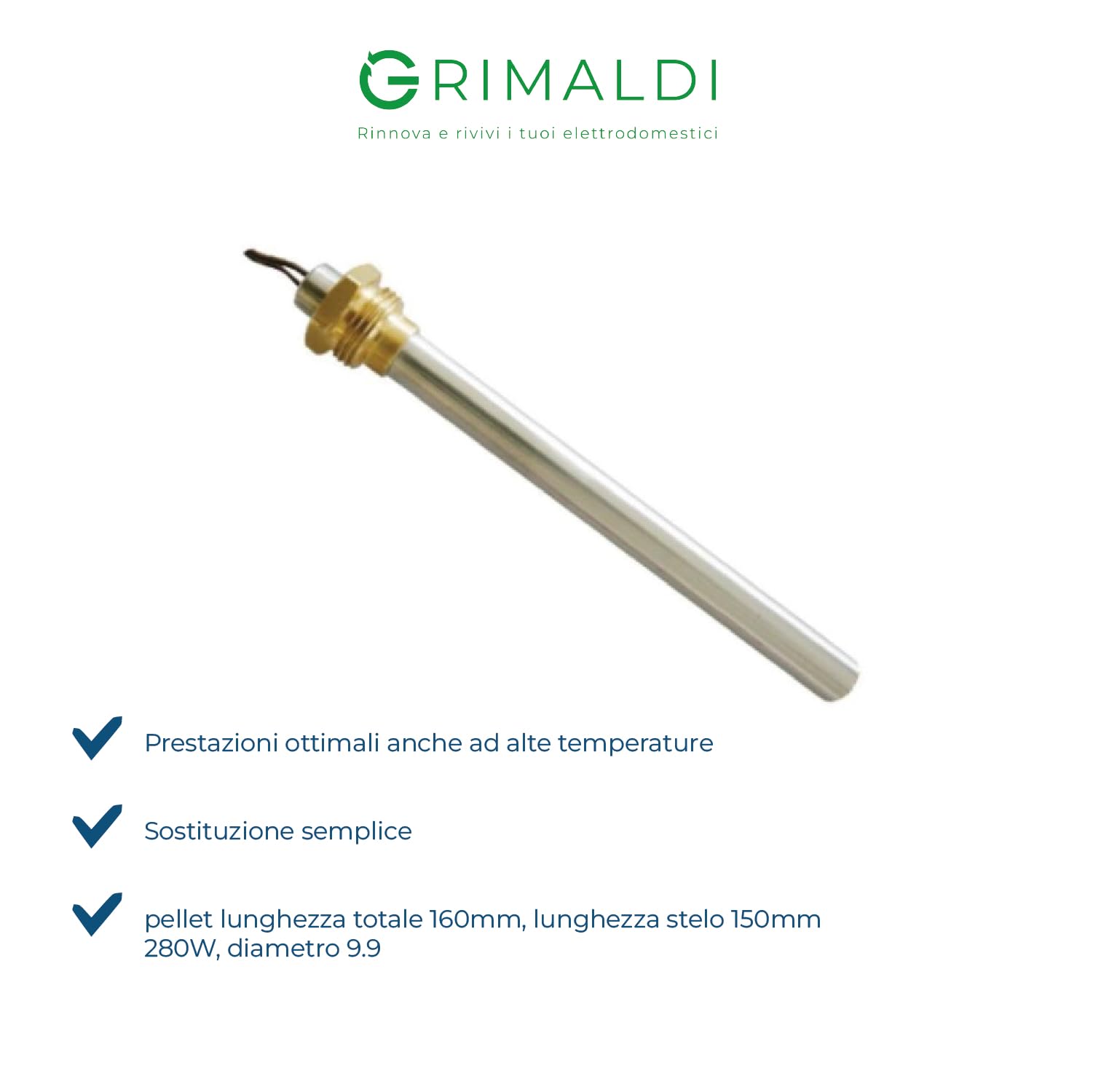 G GRIMALDI Candeletta Accensione Stufa a Pellet 280W 160 mm Ø 9,9 – Ricambio 110110018